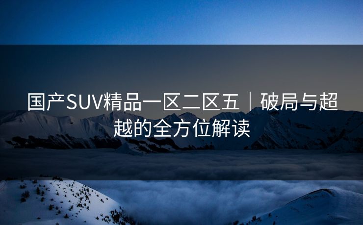 国产SUV精品一区二区五｜破局与超越的全方位解读